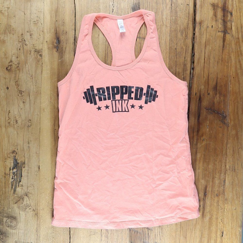 USA STRONG RIPPED INK PEACH RACER BACK TANK TOP SIZE SMALL